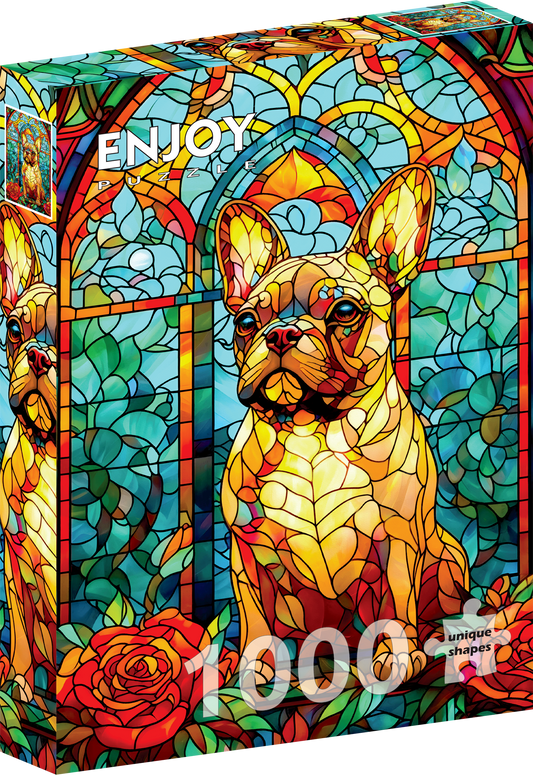 1000 Pieces Jigsaw Puzzle - French Bulldog Stained Glass (2312)