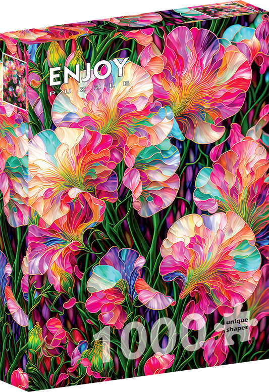 1000 Pieces Jigsaw Puzzle - Sweet Peas Stained Glass (2330)