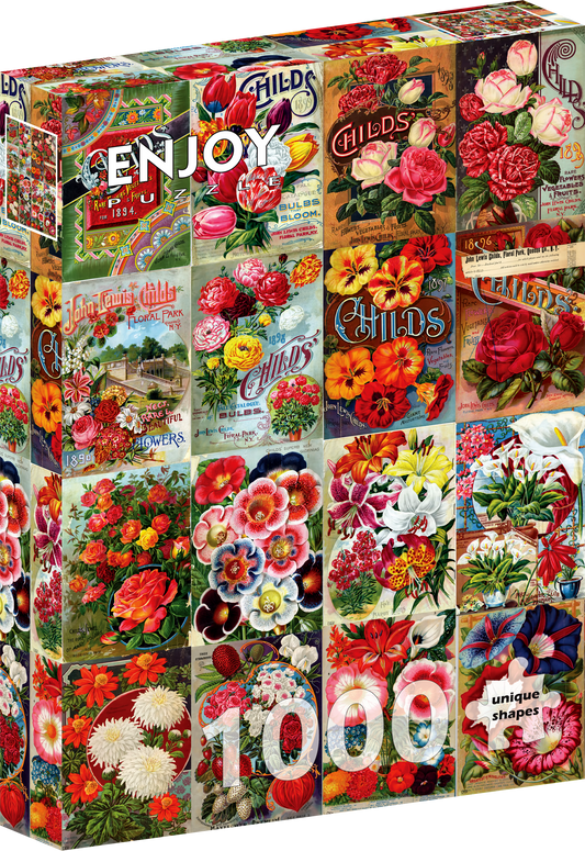 1000 Pieces Jigsaw Puzzle - Vintage Flower Seed Catalog Collage (2341)