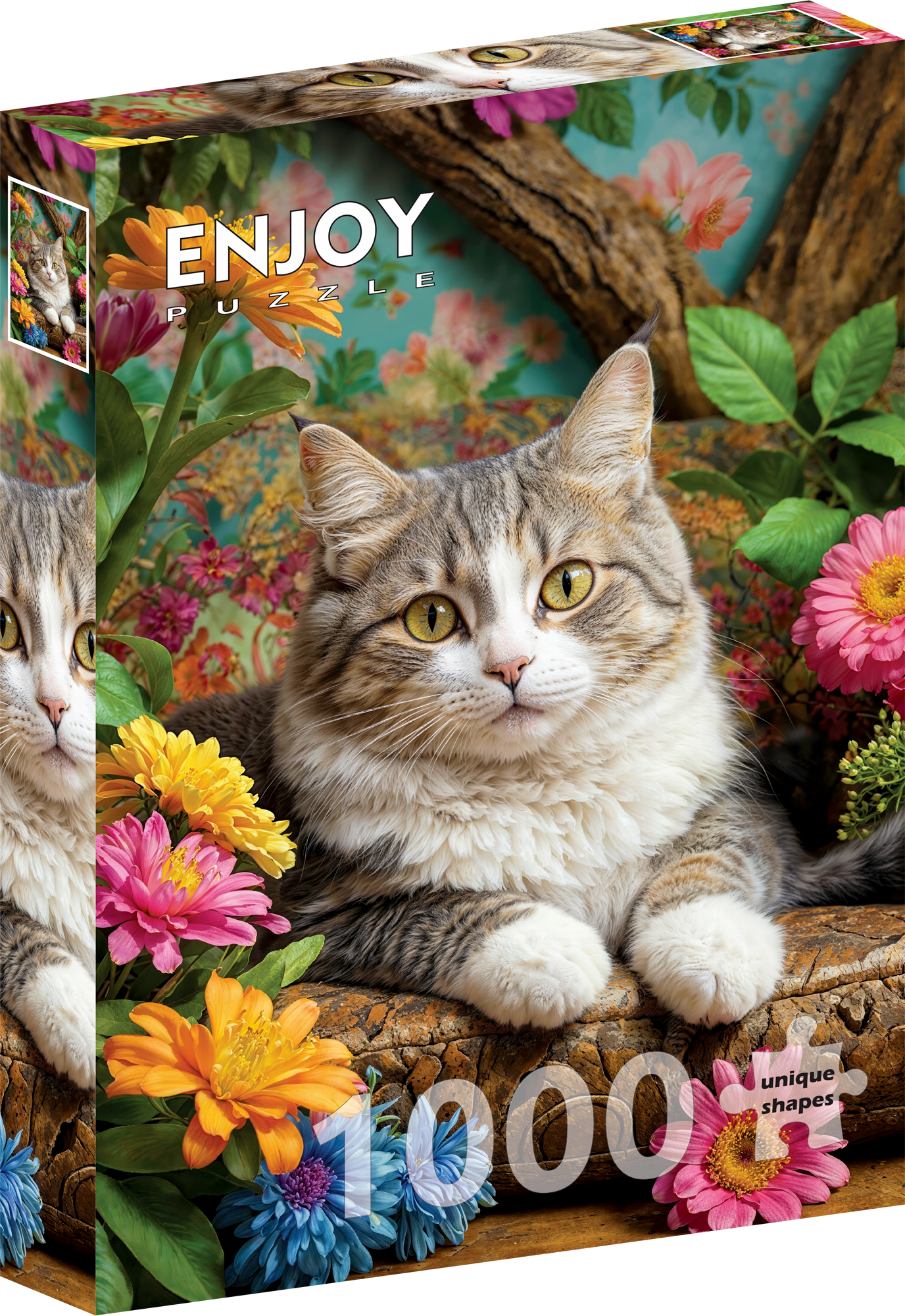 1000 Pieces Jigsaw Puzzle - Cat in Bloom (2343)