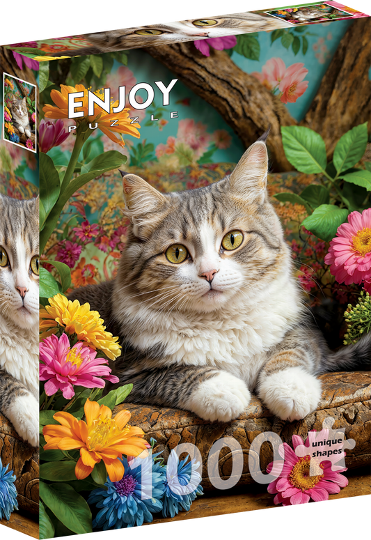 1000 Pieces Jigsaw Puzzle - Cat in Bloom (2343)