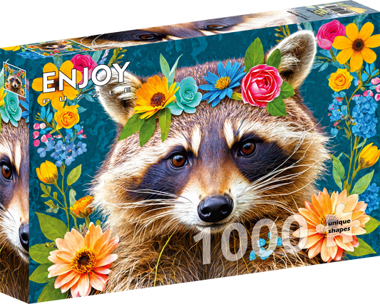 1000 Pieces Jigsaw Puzzle - Floral Raccoon (2389)
