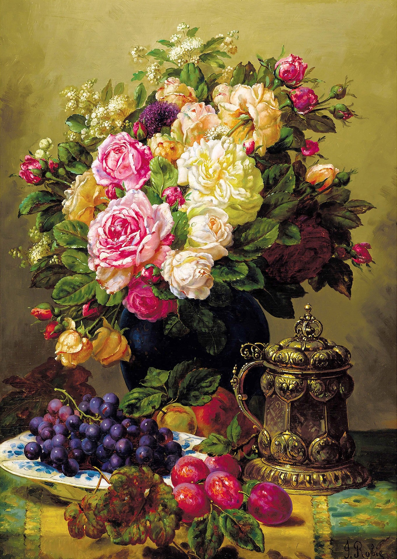 1000 Pieces Jigsaw Puzzle - Jean-Baptiste Robie: Still Life with Roses (1107)