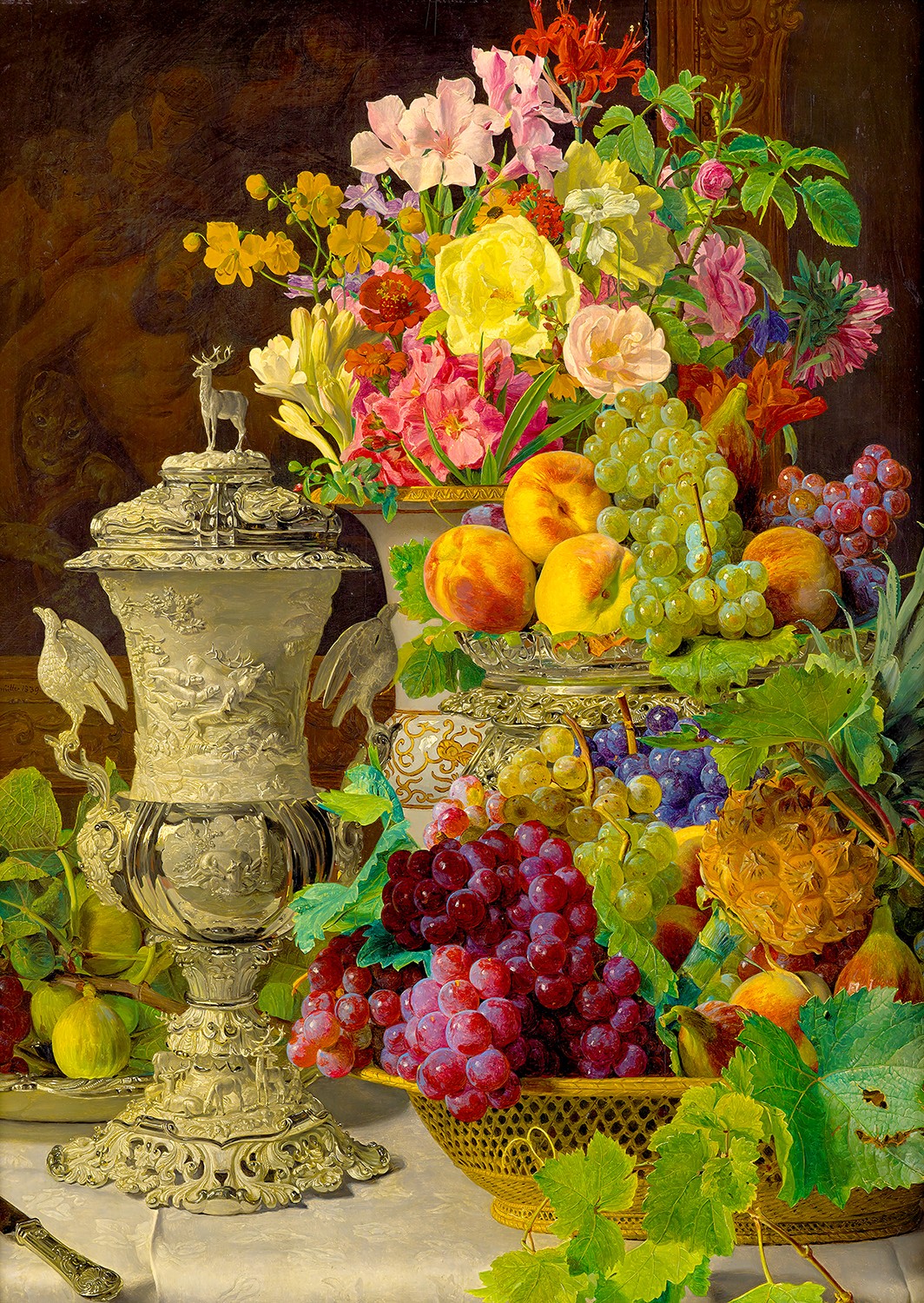 1000 Pieces Jigsaw Puzzle - Ferdinand Georg Waldmuller: Still Life with Fruits (1218)
