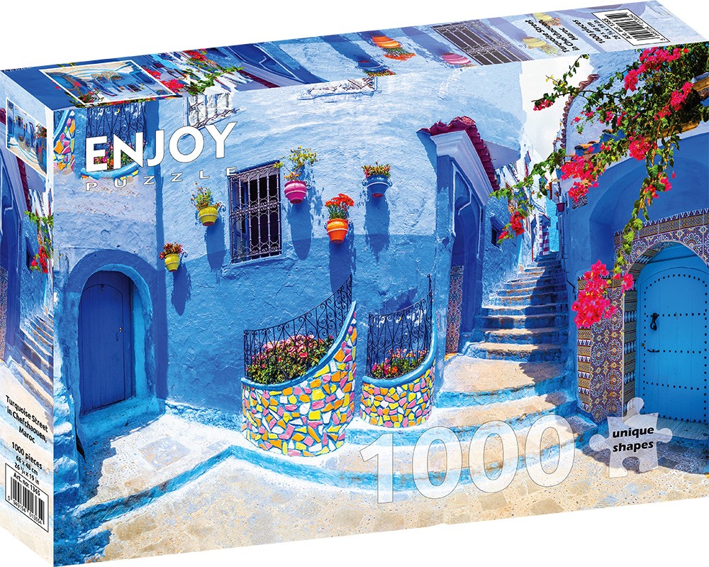 1000 Pieces Jigsaw Puzzle - Turquoise Street in Chefchaouen