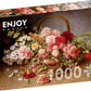 1000 Pieces Jigsaw Puzzle - Hans Buchner: A Basket of Roses and Carnations