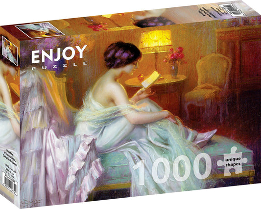 1000 Pieces Jigsaw Puzzle - Delphin Enjolras: Reading at Lamp Light