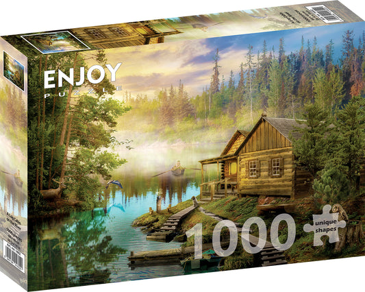 1000 Pieces Jigsaw Puzzle - A Log Cabin on the River
