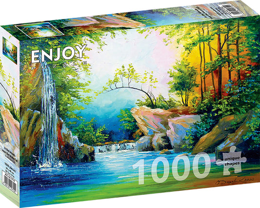1000 Pieces Jigsaw Puzzle - In the Woods near the Waterfall