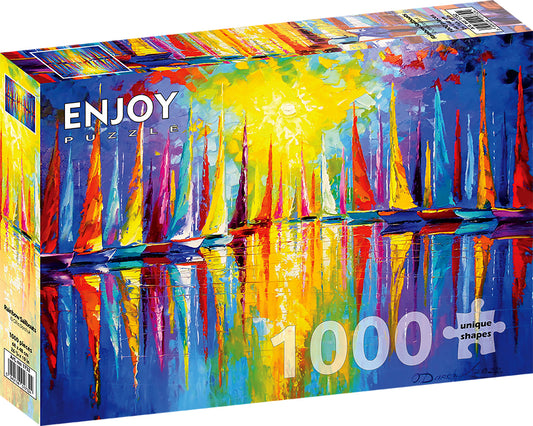 1000 Pieces Jigsaw Puzzle - Rainbow Sailboats