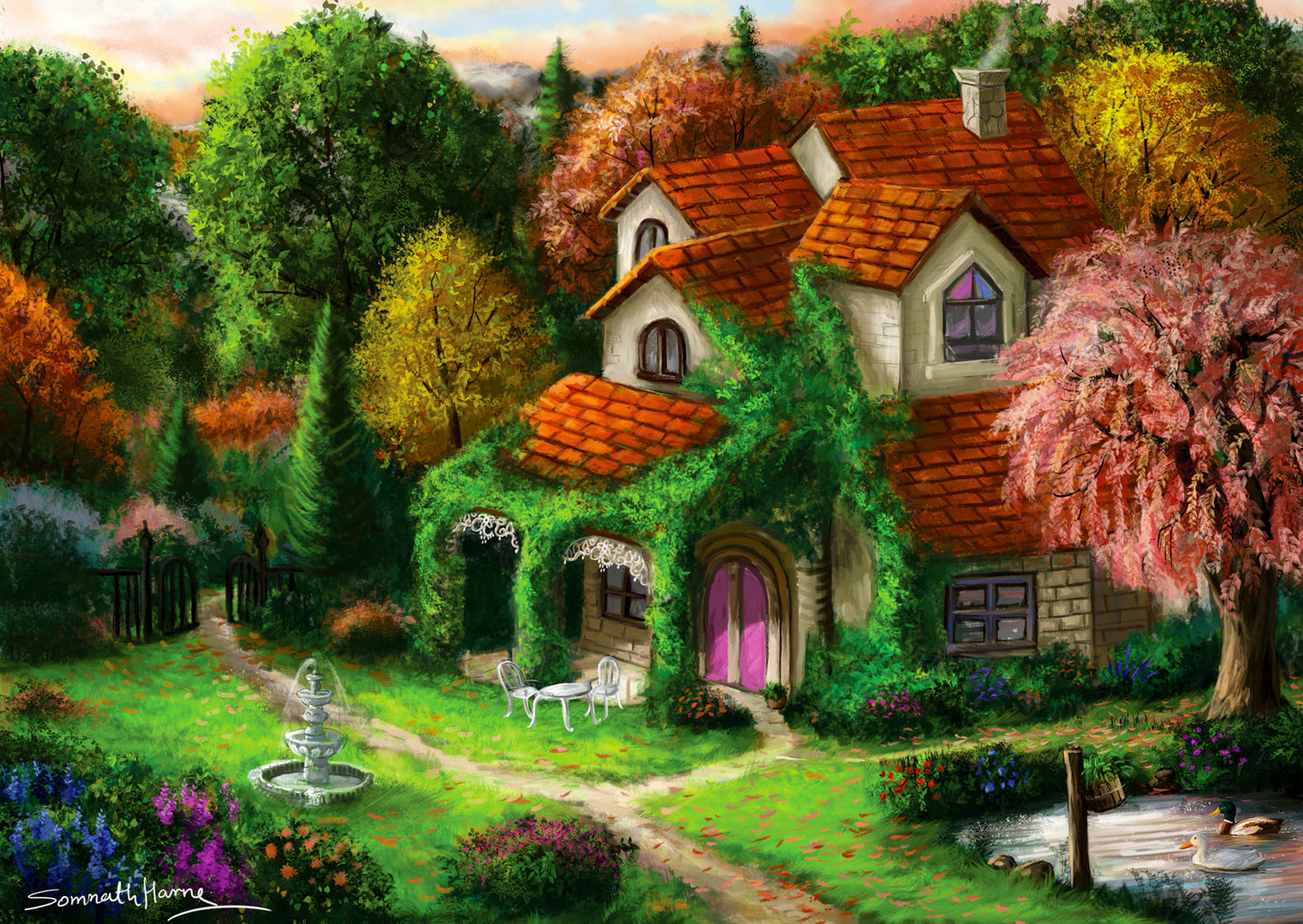 1000 Pieces Jigsaw Puzzle - Cottage in the Forrest (1931)