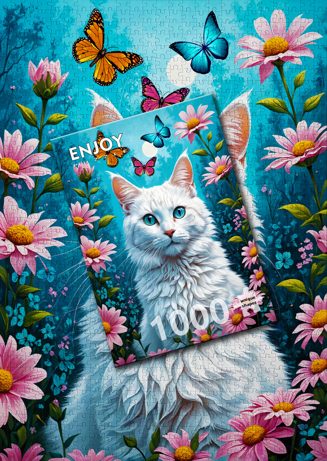 1000 Pieces Jigsaw Puzzle - White Cat (2140)