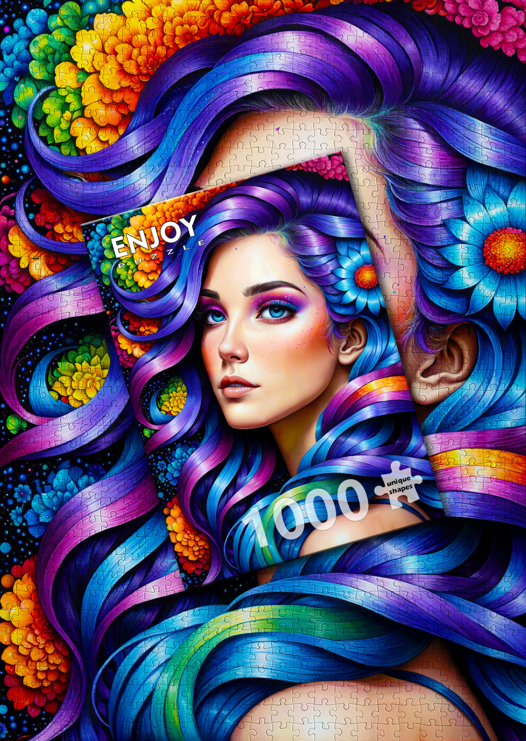 1000 Pieces Jigsaw Puzzle - Rainbow Flower Portrait (2172)